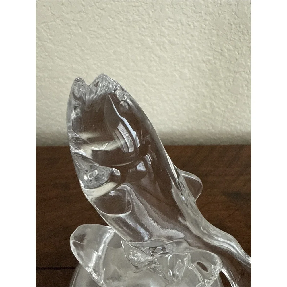 Cristal D'Arques-Durand Jumping Trout on Frosted Dome Base Figurine Fish